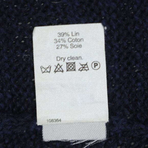 Madewell Women's Medium Blue Cream Linen Blend Raglan Sleeve Scoop Neck Sweater - Picture 8 of 8